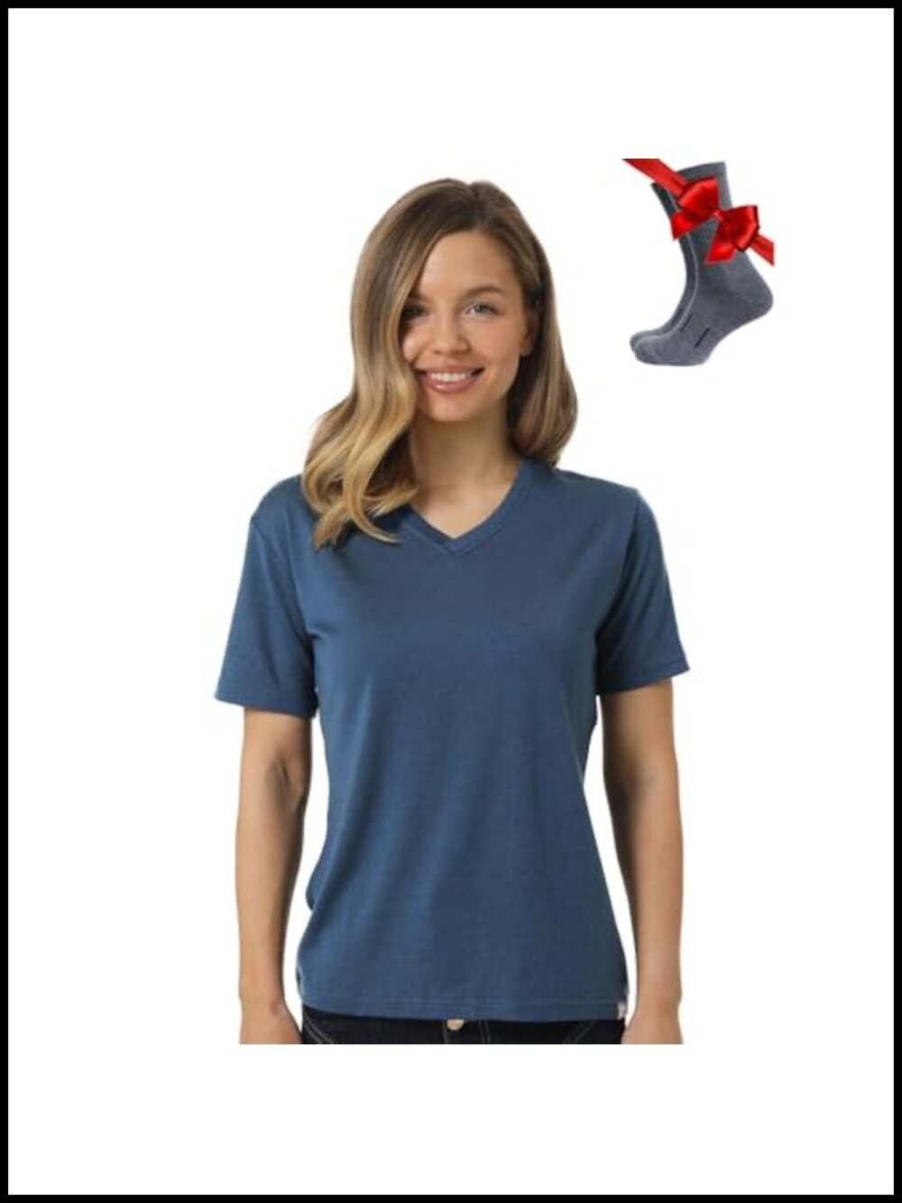 Merino Wool T-Shirt Women Short Sleeve Tee with Hiking Socks